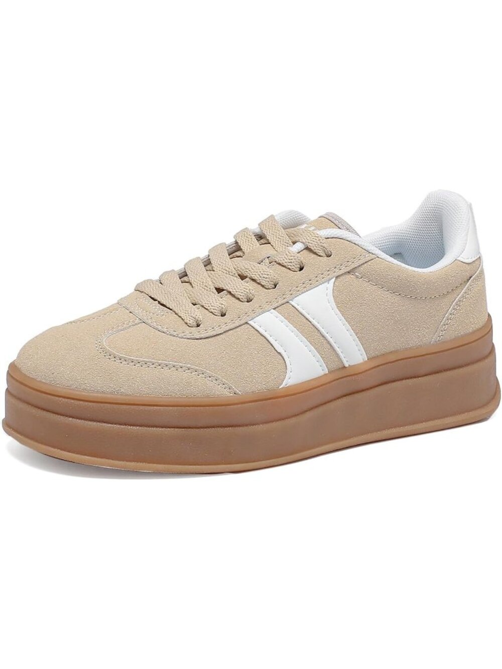 🆕Women's Khaki Gum Sole Fashion Sneakers Thick Platform Sole Rubber Shoes